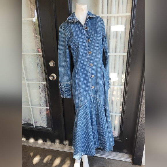 VERY RARE VINTAGE 70’s WESTERN JEAN DRESS - Picture 2 of 16